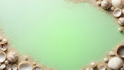 Minimal Beach Background with Seashells and Sand