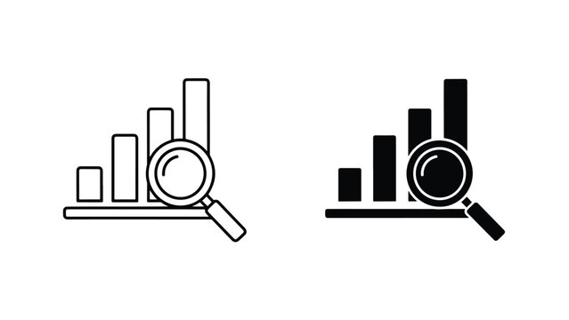 Data analysis icons -  Vector icon set - Line and glyph solid icon set - Icon vector - Flat Design Icon - Solid icons vector collection - Blue icon set 