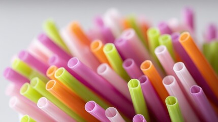 Colorful assortment of drinking straws in various shades, creating a vibrant and playful visual display, perfect for party or event themes
