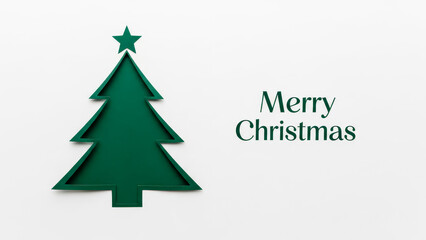 Green minimal christmas tree design greeting merry christmas
