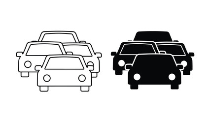 Fototapeta premium Traffic jam icon set - Vector icon set - Line and glyph solid icon set - Icon vector - Flat Design Icon - Solid icons vector collection - Blue icon set 