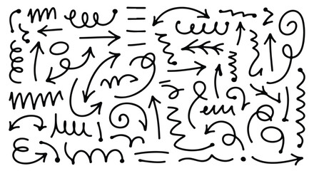 Obraz premium Collection of Hand Drawn Black Arrows and Scribbles doodles