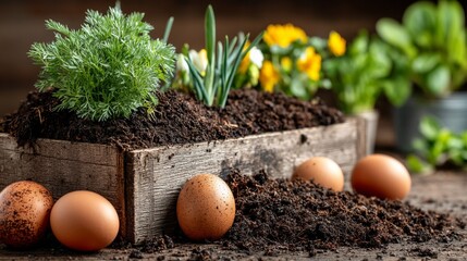 Overflowing Compost Bin with Biodegradable Waste and Vegetation