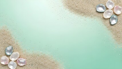 Pastel Coastal Background with Seashell Frame