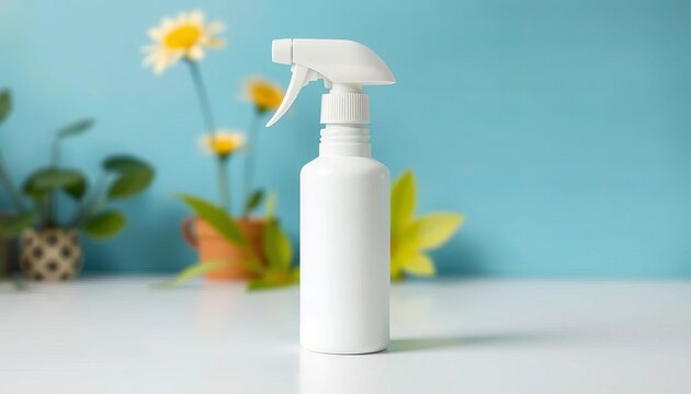 Clean white pesticide bottle with matching cap, isolated, white, cleaning