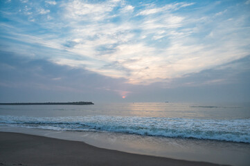 茨城　早朝の日川浜海水浴場