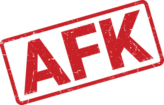 Distressed Red AFK Stamp Away From Keyboard, Grunge Text, Isolated on White