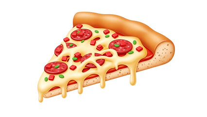 Delicious Pepperoni Pizza Slice with Melting Cheese Isolated on Transparent Background