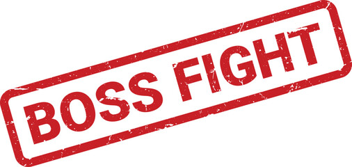 Red Distressed Boss Fight Rubber Stamp on White Background, Gaming, Leadership Concept