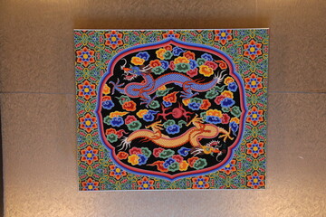 川崎大師、経堂の天井画。