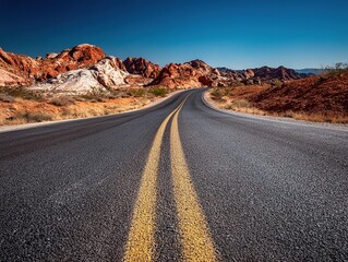 Red Rock Curved Road Desert Landform Outdoor Travel Scenery Material
