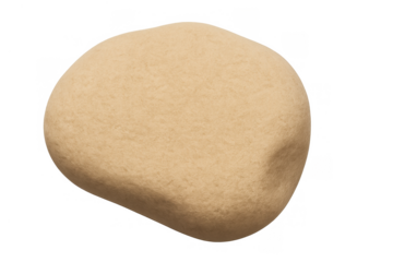Smooth light beige river stone with rounded edges, natural pebble shape, isolated on a transparent background