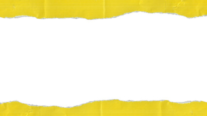 Wide Yellow Torn Paper Border Texture with Transparent Background