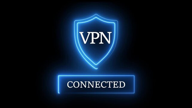 Glowing neon VPN Virtual Private network protocol concept. Motion graphics of VPN network idea.  personal networking concept.4k video animation 