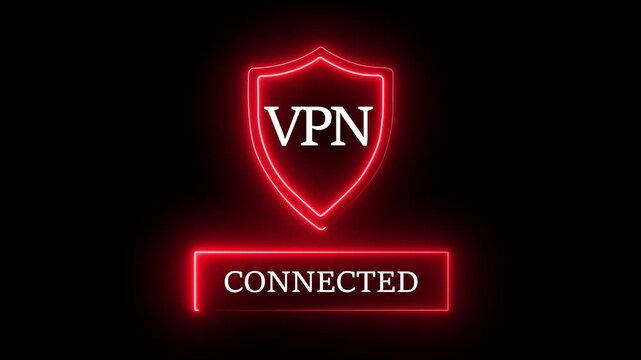 Glowing neon VPN Virtual Private network protocol concept. Motion graphics of VPN network idea.  personal networking concept.4k video animation 
