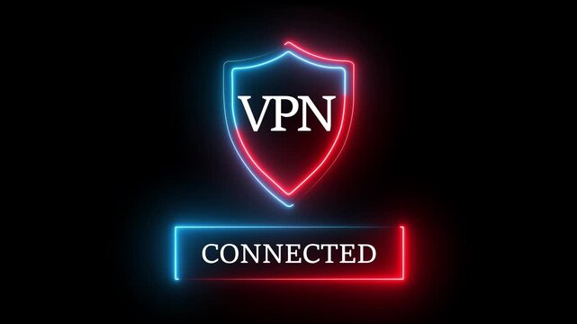 Glowing neon VPN Virtual Private network protocol concept. Motion graphics of VPN network idea.  personal networking concept.4k video animation 