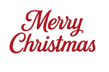Red merry christmas calligraphy text creating a festive holiday greeting, transparent background for easy use