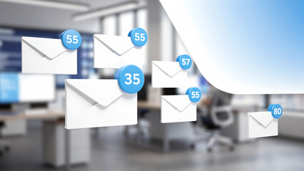 Email message inbox notification communication digital office business background technology Overflowing email message inbox notification