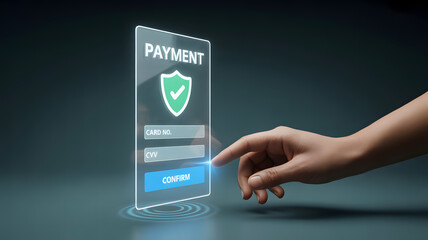 Secure online payment process with hand confirming transaction