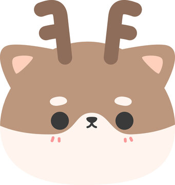 cute cartoon deer face pastel flat design, fawn face illustration