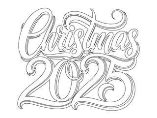 Christmas 2025 Year Greeting Text Logo with Glossy Calligraphy