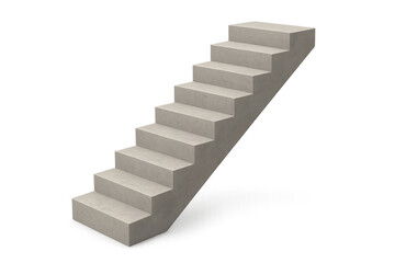 Fototapeta premium Concrete staircase with multiple steps going upwards, isolated on a transparent background, symbolizing success and development