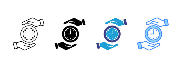 Save Time icon set multiple style collection