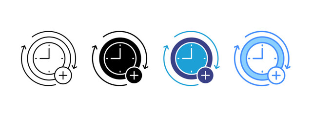 Overtime  icon set multiple style collection