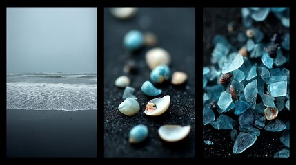 Forgotten Beach Scenery with Marine Waste and Intricate Patterns