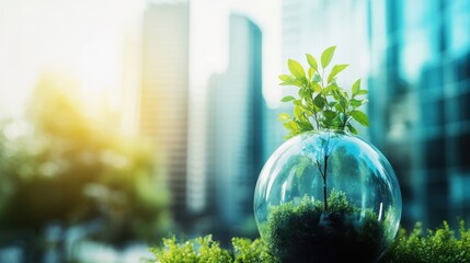 ESG principles for long-term business success, emphasizing environmental, social, and governance strategies, blur background