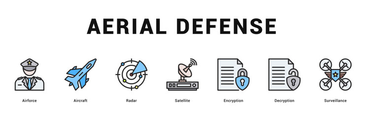 Aerial Defense Modern and clean web banner illustration featuring thematic icons for visual communication