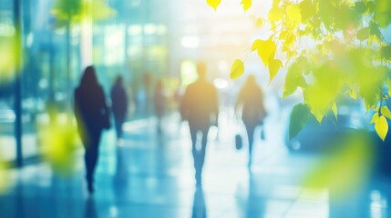 Corporate leaders integrating ESG principles for long-term business success, on blurred background