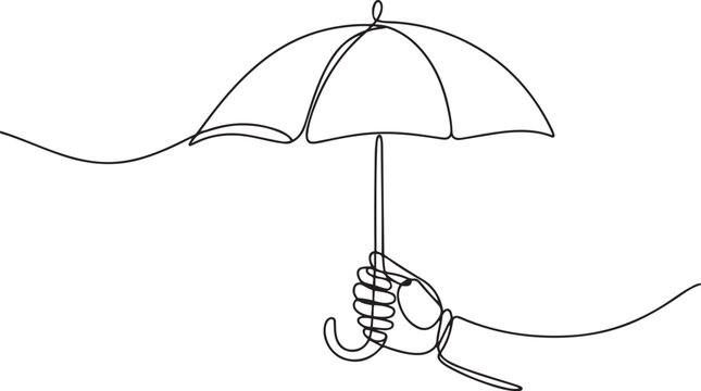 umbrella in hand continuous one line drawing.one line  vector illustration  with out background