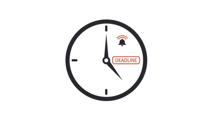 Clock with deadline notification representing time management and urgency ideal for business concepts and project planning