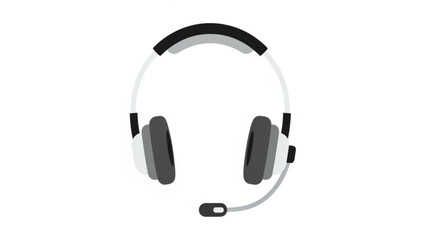 Headset with microphone modern flat vector illustration for communication and support services isolated on white background