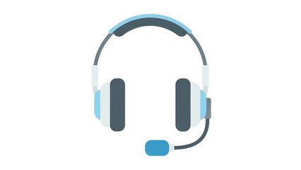 Fototapeta premium Headset with microphone icon flat design symbol for communication and support services isolated on white background