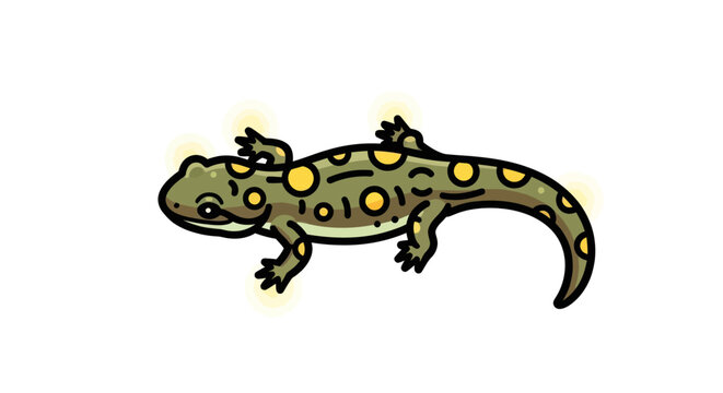 Cute spotted salamander illustration on a white background.