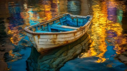 Serene Lake at Sunset with Colorful Autumn Leaves Reflections