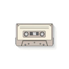 Fototapeta premium Classic audio cassette tape illustration on white background.