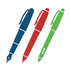 colored pens on white background 