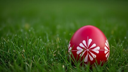 Fototapeta premium Easter Egg Festive Celebration Springtime Holiday Season Grass Lawn Decoration