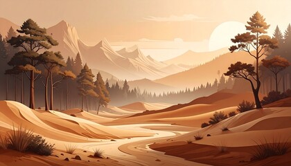 sunrise in the mountain forest