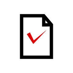 Approved document icon. Check mark symbol. Vector illustration.