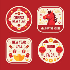 Chinese new year labels, vector illustration design