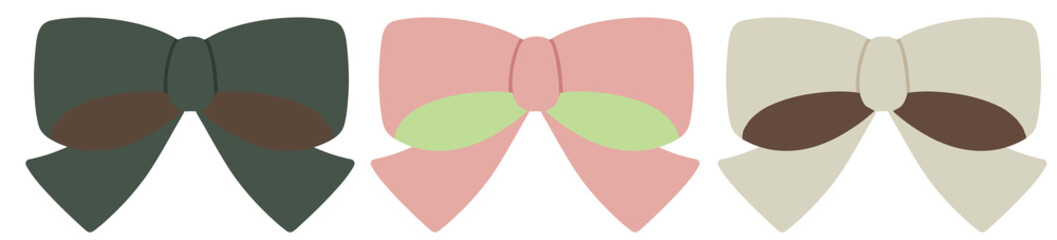 落ち着いたツートンカラーのリボン素材セット