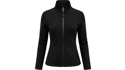 Black women's zip up jacket with high collar
