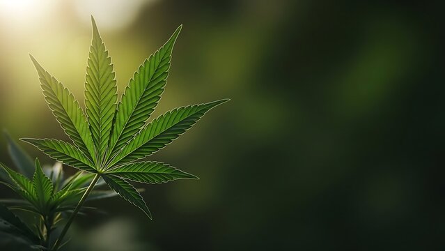 Cannabis Leaf Macro Marijuana Close Up Hemp Plant Medical Herb Copy Space