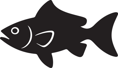 Fototapeta premium Black Silhouette of a Fish with White Eye and Smile
