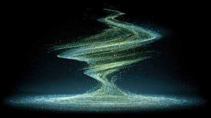 An abstract 3D visualization of big data, a swirling vortex of luminous particles and glowing neon data streams, fluid motion, octane render, deep space background 