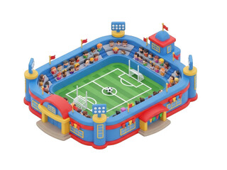 Obraz premium Stylized 3d football stadium with spectators isolated on transparent background for web, social media, and game graphics